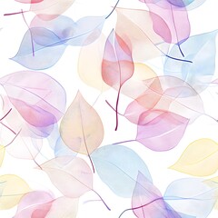 Wall Mural - Seamless pattern of transparent colorful leaves