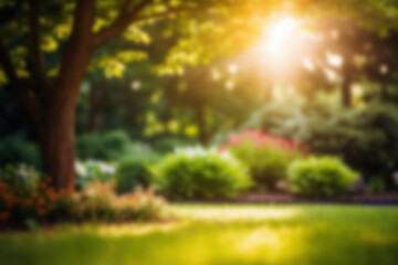 Poster - Tree landscape sunlight outdoors, blurry background image