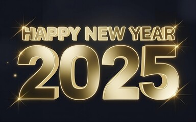 Elegant New Year 2025 celebration banner with gold ribbon and fireworks on a dark, festive background.