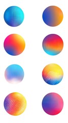 Wall Mural - Teal orange grainy gradient vibrant sphere circle set red blue yellow abstract shapes isolated design elements