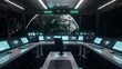 © PuiZera - Futuristic spaceship interior with Earth view.