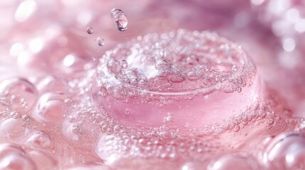 Wall Mural - Pink Liquid Bubbles Droplets