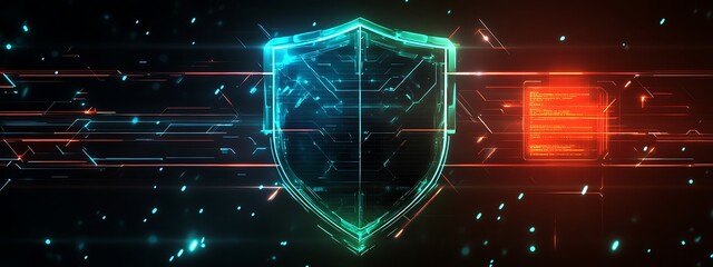Poster - Glowing Shield in a Cybernetic Network