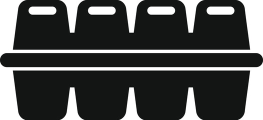 Poster - black simple vector icon for empty egg carton container for storing food product