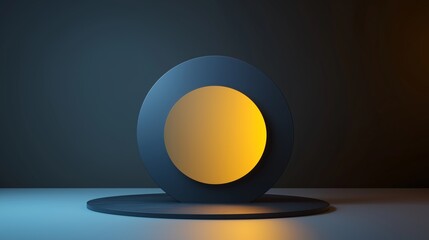 Poster - A black and yellow circle is on a dark background