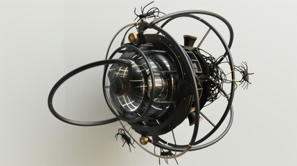 Canvas Print - Futuristic, intricate steampunk-inspired device with a sphere and spider-like appendages.