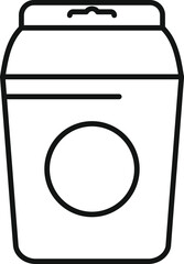 Poster - Simple black and white vector illustration of a container for storing protein powder, featuring a round label for branding