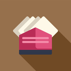 Poster - pink napkin dispenser full of white paper napkins casting a long shadow on a brown background