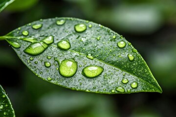 Poster - Dewdrops on a Green Leaf