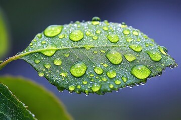 Sticker - A Dew-Covered Leaf Close Up