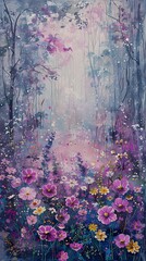 Fototapete - Hazy beautiful little flower illustration poster web background