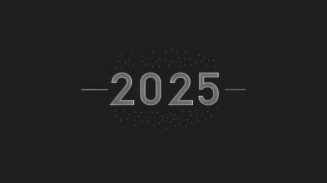 Minimalist Outline Typography for 2025 in Monochrome