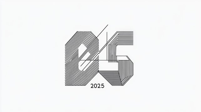 Minimalist Outline Typography for 2025 in Monochrome