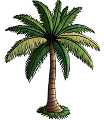 Wall Mural - Detailed green palm tree embroidery patch isolated on transparent background.