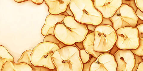 Wall Mural - Handful of dried apple slices in a slightly irregular pattern