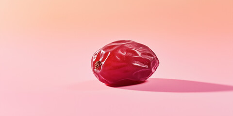 Single raisin centered on a smooth, flat background