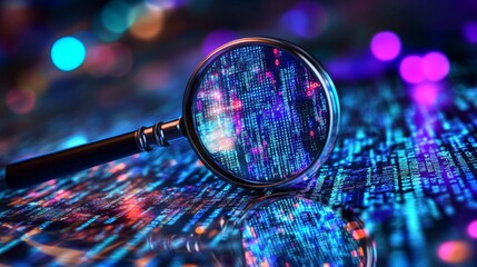 Magnifying Glass Over Code.