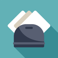 Poster - credit card machine processing contactless payments in a store, with long shadow