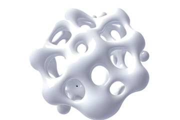 Wall Mural - white organic metaball shape 3d illustration isolated on transparent background