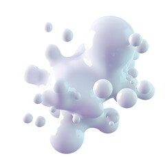 Wall Mural - white organic metaball shape 3d illustration isolated on transparent background