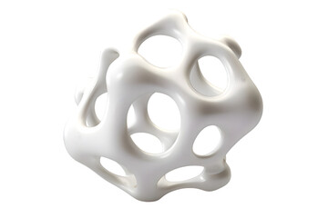 Wall Mural - white organic metaball shape 3d illustration isolated on transparent background