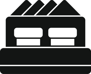 Poster - simple vector icon representing a hangar for storing airplanes, with a large door and a sloping roof