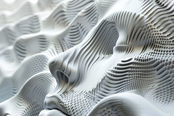 Canvas Print - Detailed view of a wall constructed with wavy lines creating a unique texture and pattern, The beauty of algorithms and design