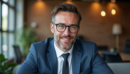 Portrait of a business man sitting in an office