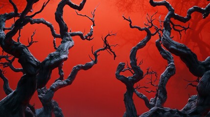 Enchanting Halloween Claymation Scene with Twisted Trees in Ultra HD 3D Animation Style