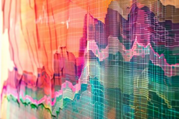 Canvas Print - Abstract painting featuring dynamic lines and vibrant colors in a modern artistic composition, The blend of art and data visualization in stock market charts