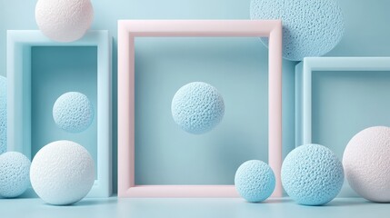 Poster - Abstract 3D Render with Spheres and Frames.