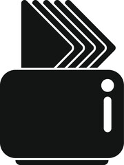 Poster - Black silhouette icon of a toaster with toast popping up isolated on a white background