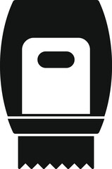 Poster - Simple icon style vector illustration of a wall mounted paper towel dispenser with a single paper towel being pulled out