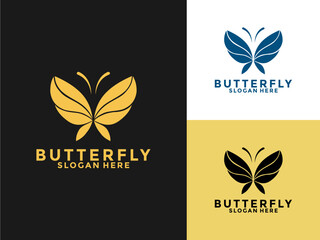 Wall Mural - Butterfly Gold Beauty logo icon, Creative abstract butterfly logo design Premium Vector