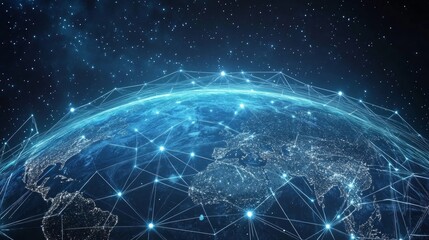Poster - worldwide network connection, digital art illustration,