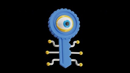 Aufkleber - 3D Animation of Public Keys Facilitate Networking | Alpha Channel