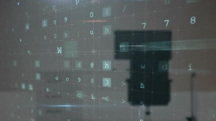 Poster - Warning text animation over grid with numbers and symbols