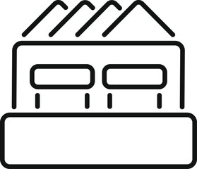 Sticker - Simple vector showing a storage warehouse for delivering cargo containers, an icon of logistics