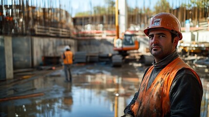 Aufkleber - Construction crane working on large construction site : Generative AI