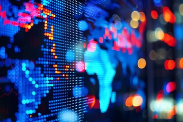Poster - close-up view of a display featuring an array of colorful lights, the connection between global even