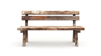 old wooden bench isolated on a white background : Generative AI