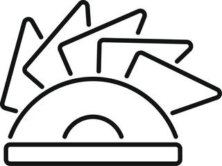 Poster - circular saw blade cutting wood working tool icon outline vector