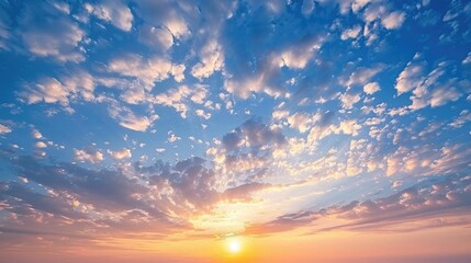 Wall Mural - Lovely late Summer sunrise sunset sky with beautiful clouds formations