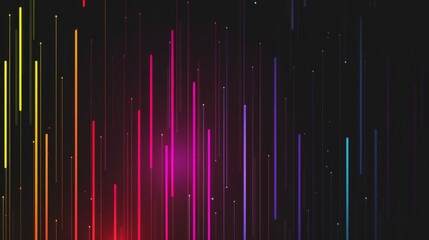 Poster - A line of colorful lines on a black background, geometric abstract art.
