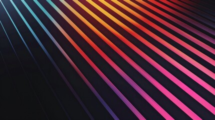 Poster - A line of colorful lines on a black background, geometric abstract art.