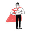 © Huza Studio - A confident cartoon character stands proudly with a red cape, embodying heroism and strength.