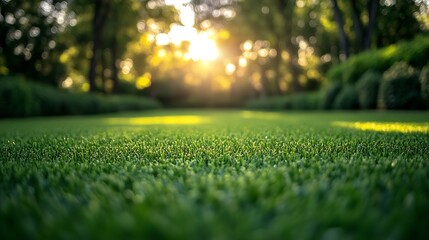 Wall Mural - Lawn and trees green background with Beautiful lawn : Generative AI