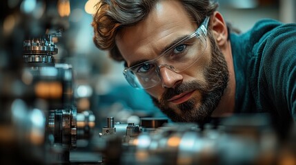 Wall Mural - Focused Mechanic Working on Machinery