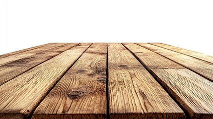 Aufkleber - Empty light wooden table isolated on white : Generative AI