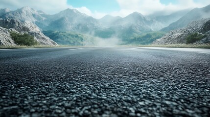 Poster - Asphalt road and mountain nature background : Generative AI